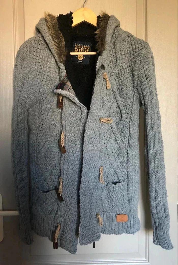 Gilet grosse maille Homme gris Taille L - photo numéro 1