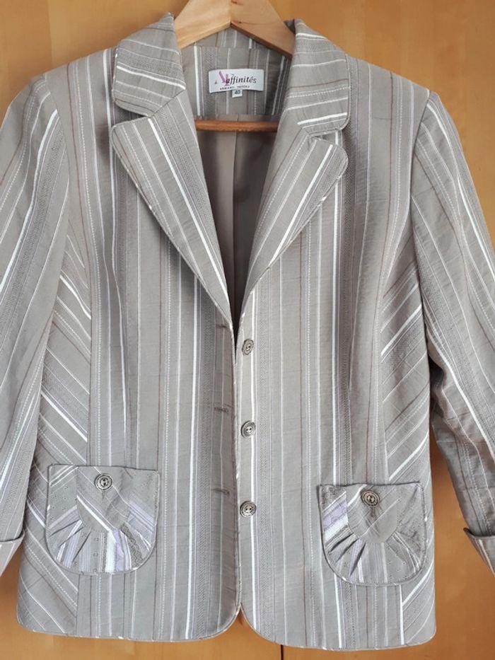 Veste blazer vintage gris violet clair blanc Armand Thiery Taille 40 - photo numéro 3