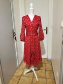 Robe Ba&sh taille 2 soie rouge motif floral Automne hiver