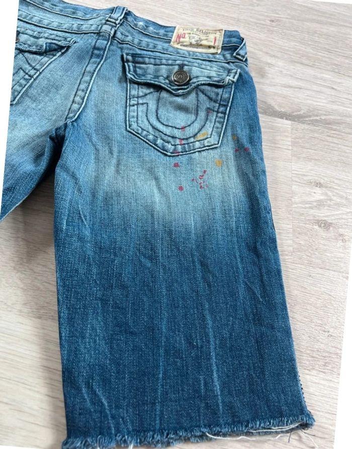 🩳 Short vintage brodé en jean True Religion Bleu Taille XS 🩳 - photo numéro 11