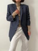 Oversized blazer bleu  100% laine