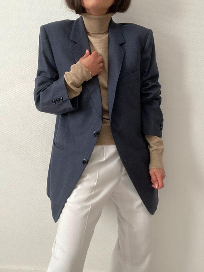 Oversized blazer bleu  100% laine - photo numéro 1