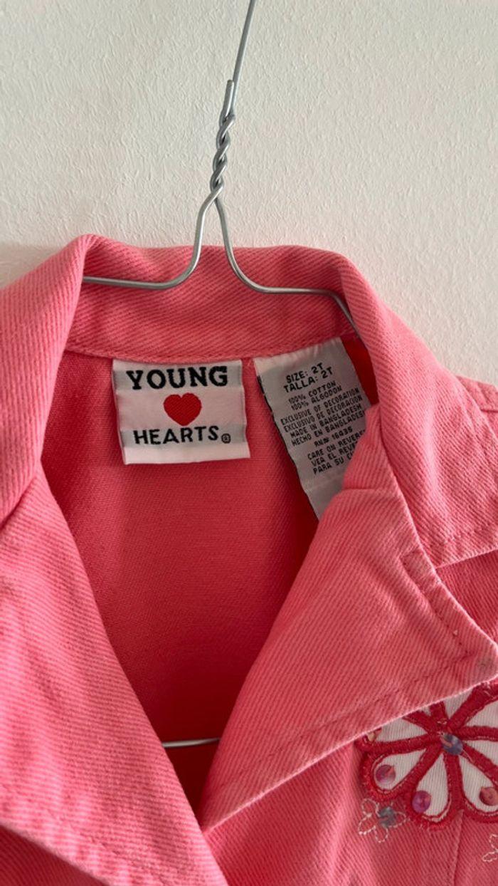 Veste en jean rose Young Hearts - photo numéro 4