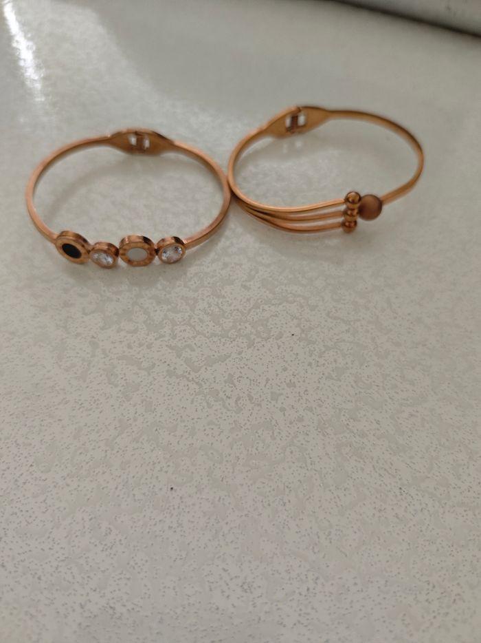 2 bracelets acier inoxydable rose gold - photo numéro 1