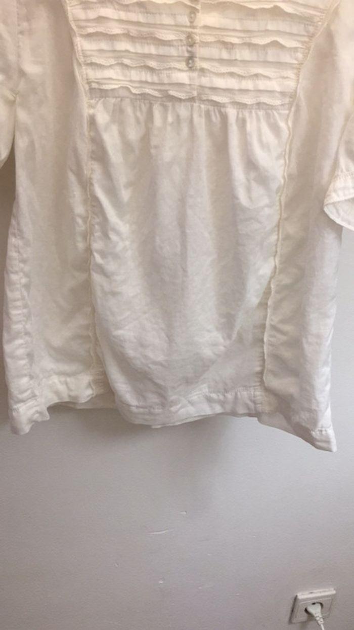 Blouse à manches courtes blanche Sandro taille 1 / haut blanc / dentelle / manches - photo numéro 4