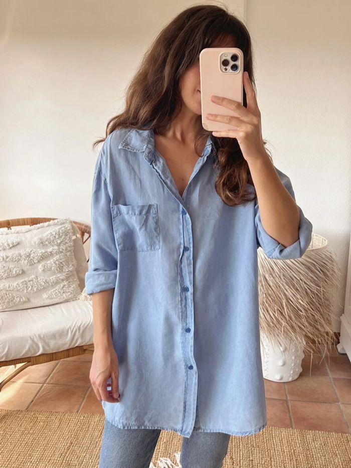 Chemise bleue en lin - photo numéro 1