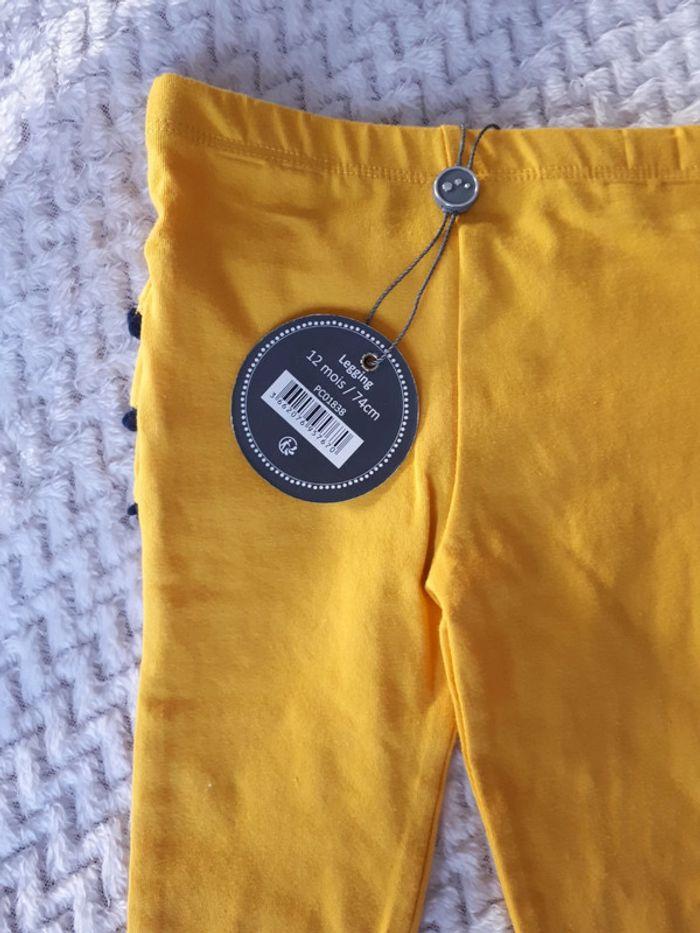 Ensemble fille t-shirt et legging jaune orangé zèbre Mes Petits Cailloux 12 mois neuf - photo numéro 5