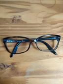 Paire de lunettes marron et bleue monture plastique