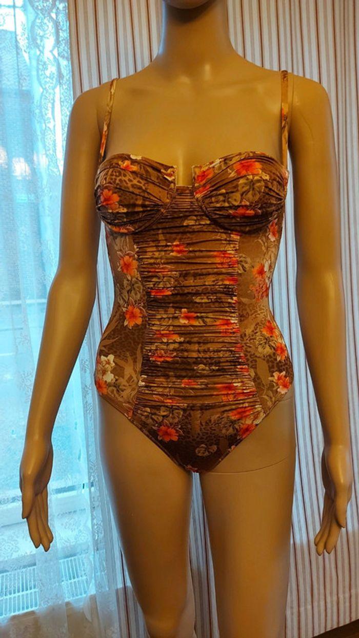 Maillot de bain Tezenis marron fleuries fr/ it S - photo numéro 1