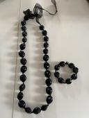 Collier + bracelet noir