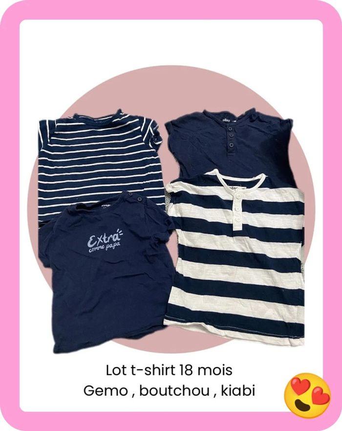 💙Lot t-shirt 18 mois bleu et blanc très bon état 💙 - photo numéro 1