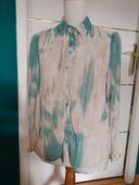 Chemise fluide tie and dye écru turquoise beige taille S majolica