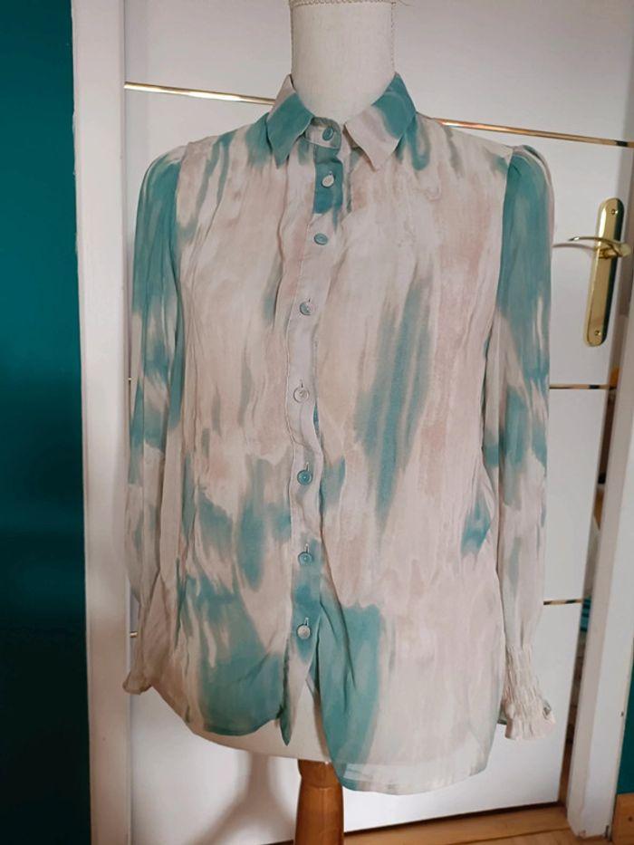 Chemise fluide tie and dye écru turquoise beige taille S majolica - photo numéro 1