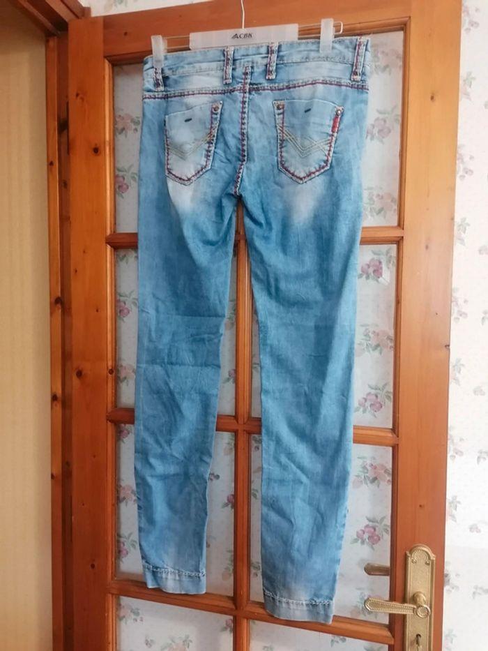 Jeans evasé jeans droit flared low waist 90's ancho recto baggy  vintage denim I.Code Y2k - photo numéro 4