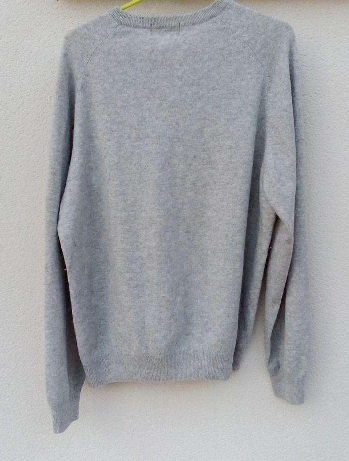 Pull col V en cachemire Marks & Spencer gris clair taille L - photo numéro 7