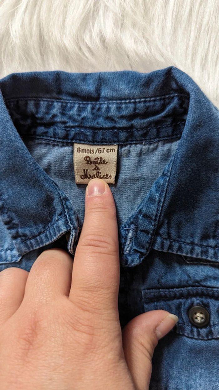 Chemise en jean, Garçon 6 mois " La boîte à Malice" - photo numéro 2