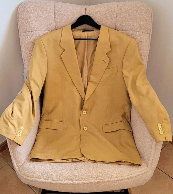 Veste costume Blazer épaulettes jaune ocre Vintage - photo numéro 1