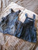 Lot Robes salopettes en jean taille 6 mois