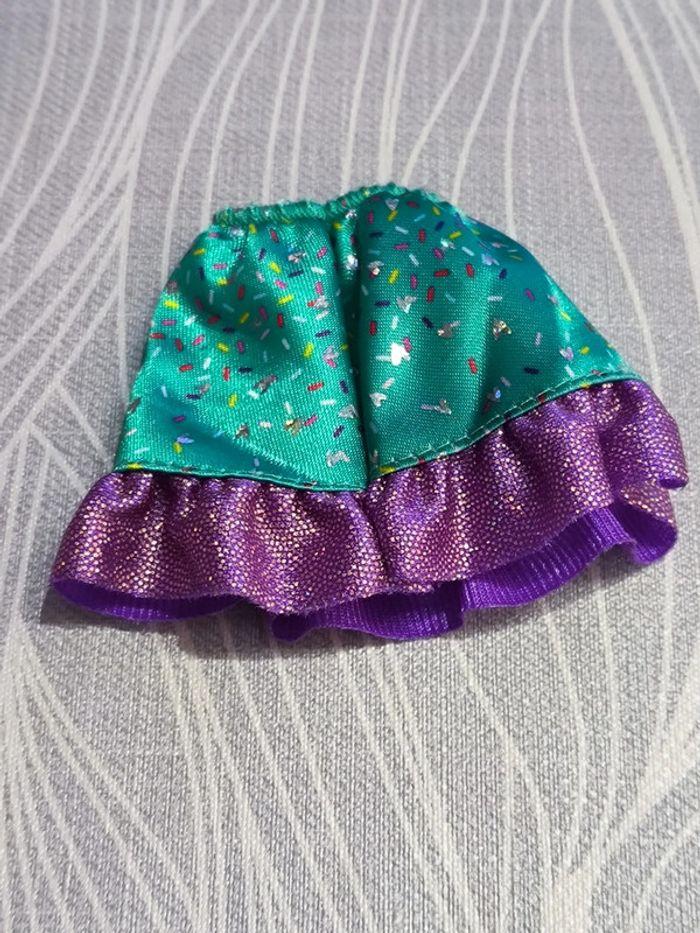 Mattel vêtement barbie jupe violette argenté et vert déco confettis - photo numéro 2