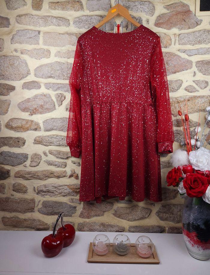 Robe de soirée rouge pailleté argenté Femme taille 54 marque Asos 🍬 - photo numéro 3