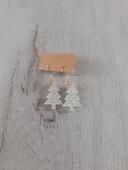 Boucles d'oreilles petites Sapins de Noël blanc brillants