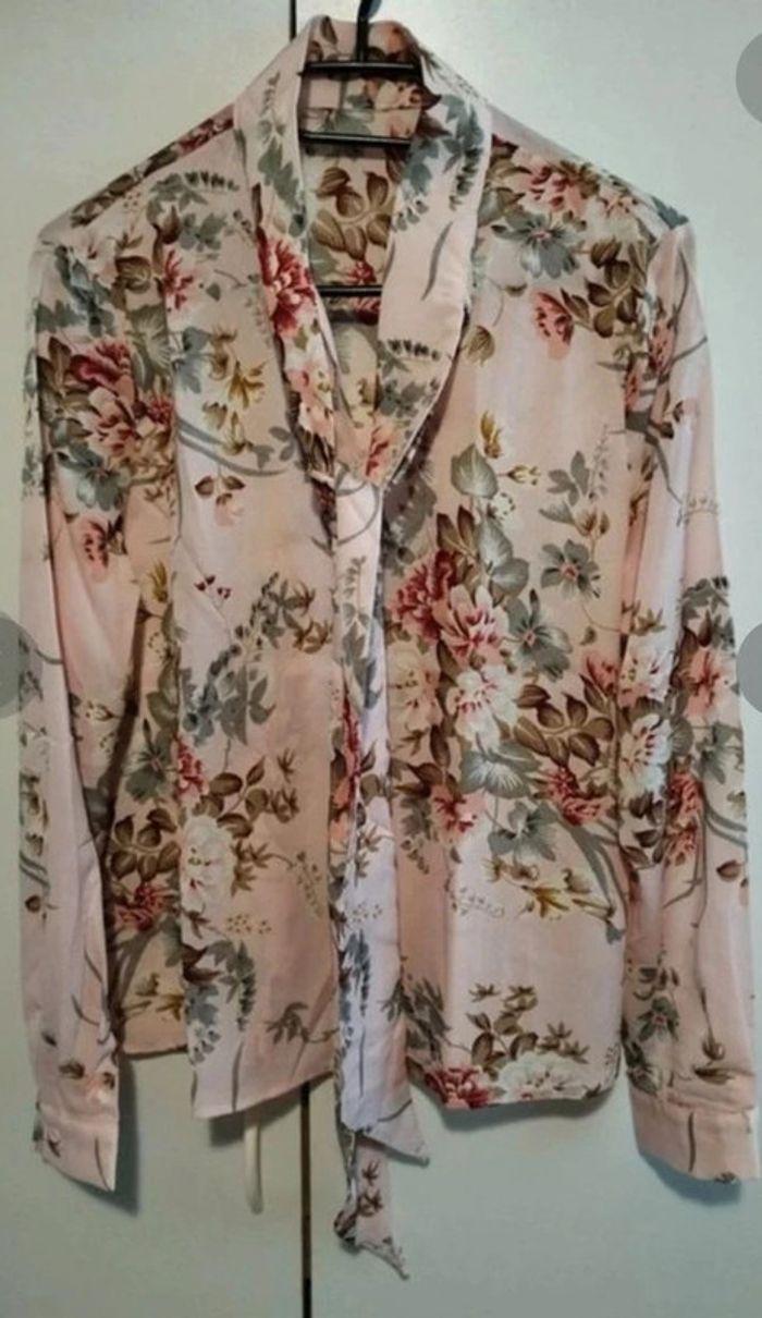 Chemisier fin rose a fleurs printemps automne et soirée femme taille 38 , M 💗 - photo numéro 10