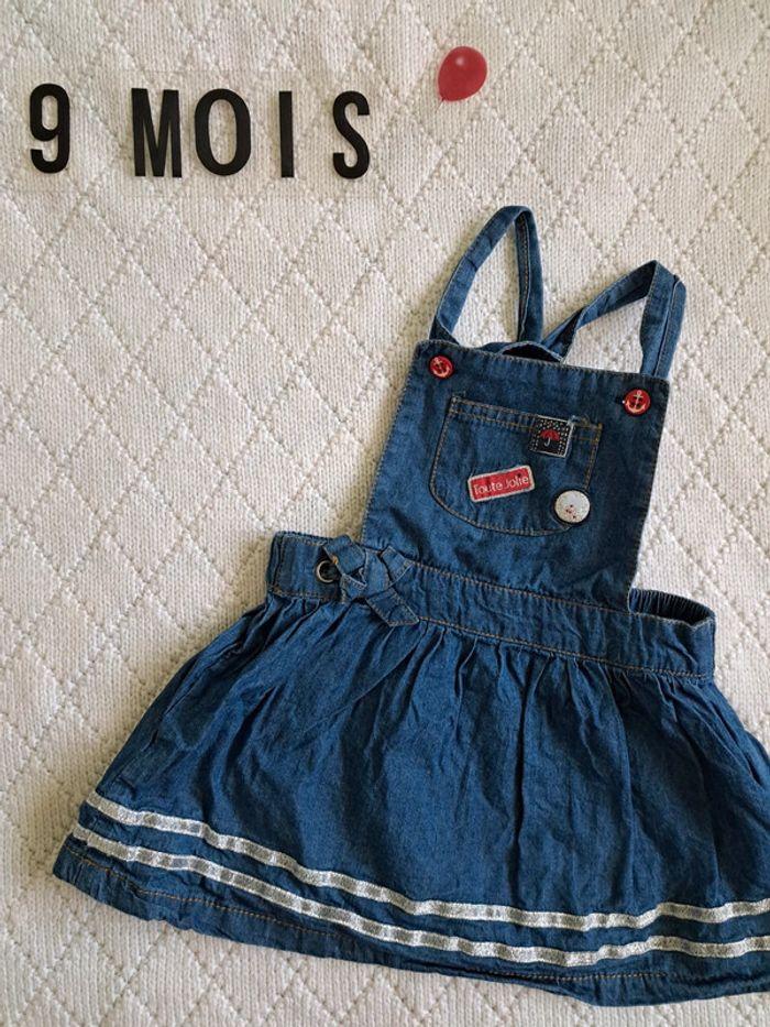 Robe salopette en jean Tissaia fille 9 mois - photo numéro 1