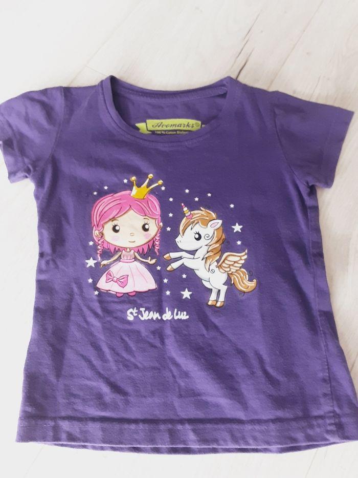 Vêtement bébé fille tee-shirt violet manches courtes Princesse licorne St Jean de Luz 2 ans 24 mois - photo numéro 2