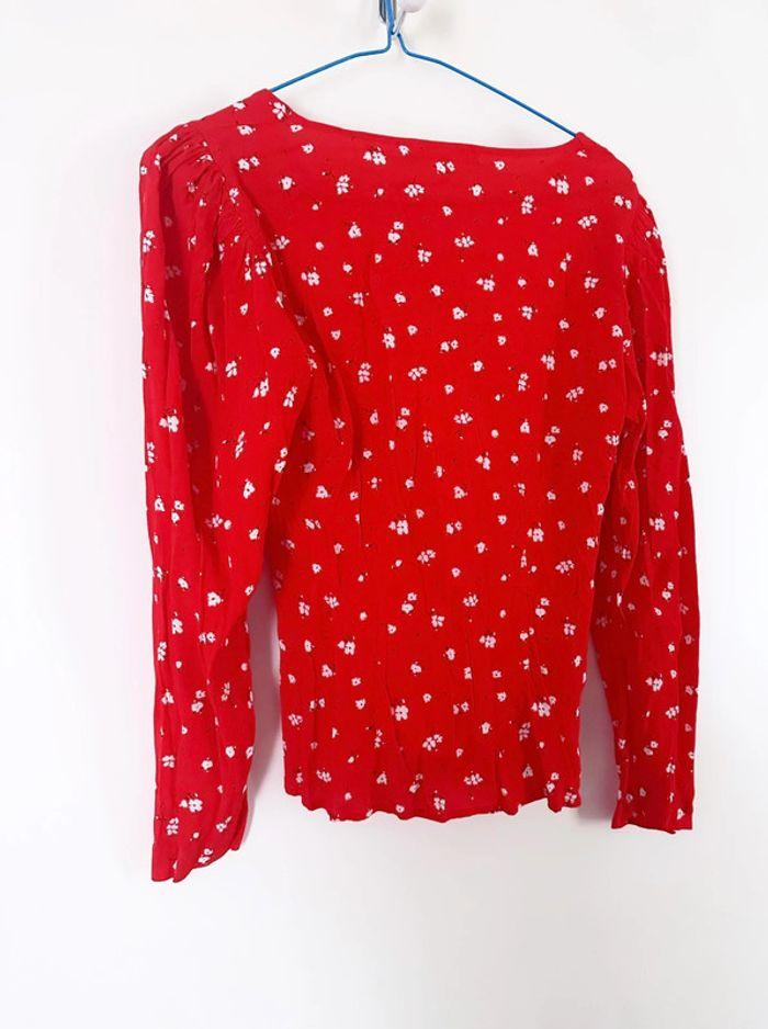 Blouse rouge effet cache cœur à fleurs- Mango - photo numéro 2