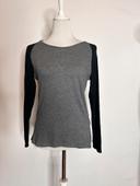 Tee Shirt manches longues bicolore gris et noir taille S