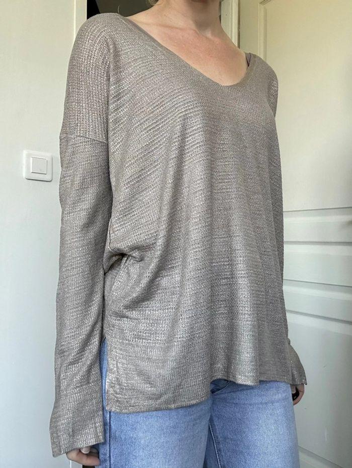 Pull col Vbeige doré Zara taille 38 💖 - photo numéro 2