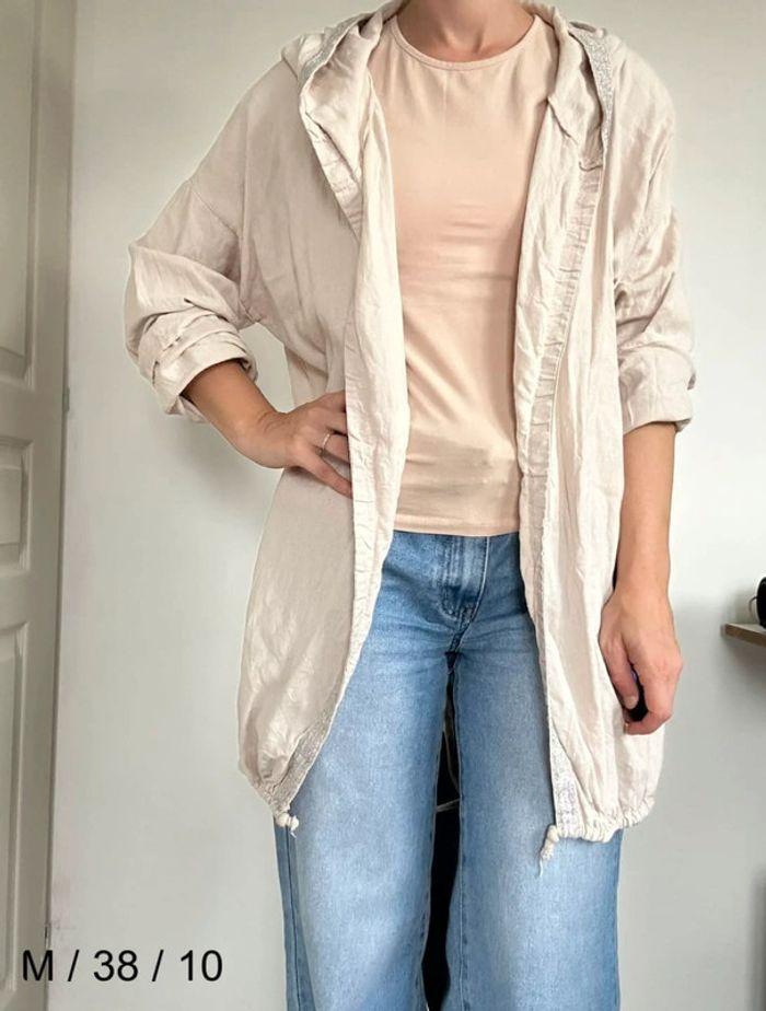 Veste légère longue beige Made In Italy taille 38 💖 - photo numéro 3