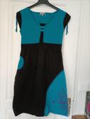 Robe type désigual noire et bleu Kéawa L