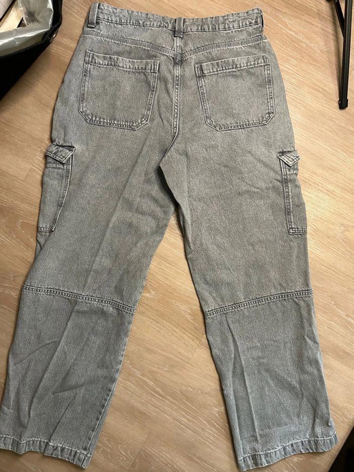 Pantalon jean cargo gris taille haute - photo numéro 5