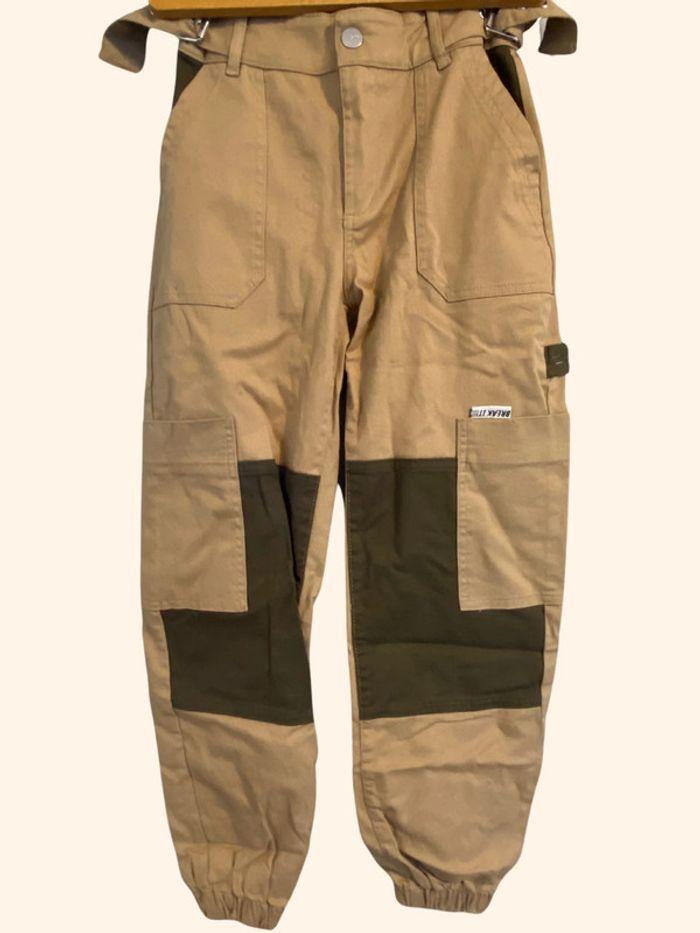 Pantalon baggy cargo marron clair avec ceinture intégrée - taille XS - photo numéro 1