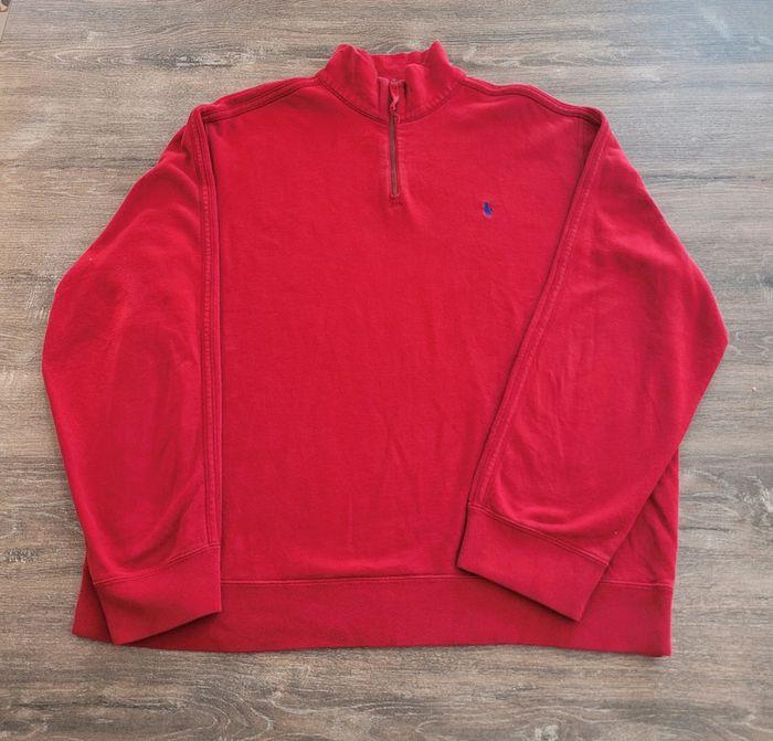 Quart Zip POLO Ralph Lauren Sweat Zippé Logo brodé Taille XL Rouge - photo numéro 1