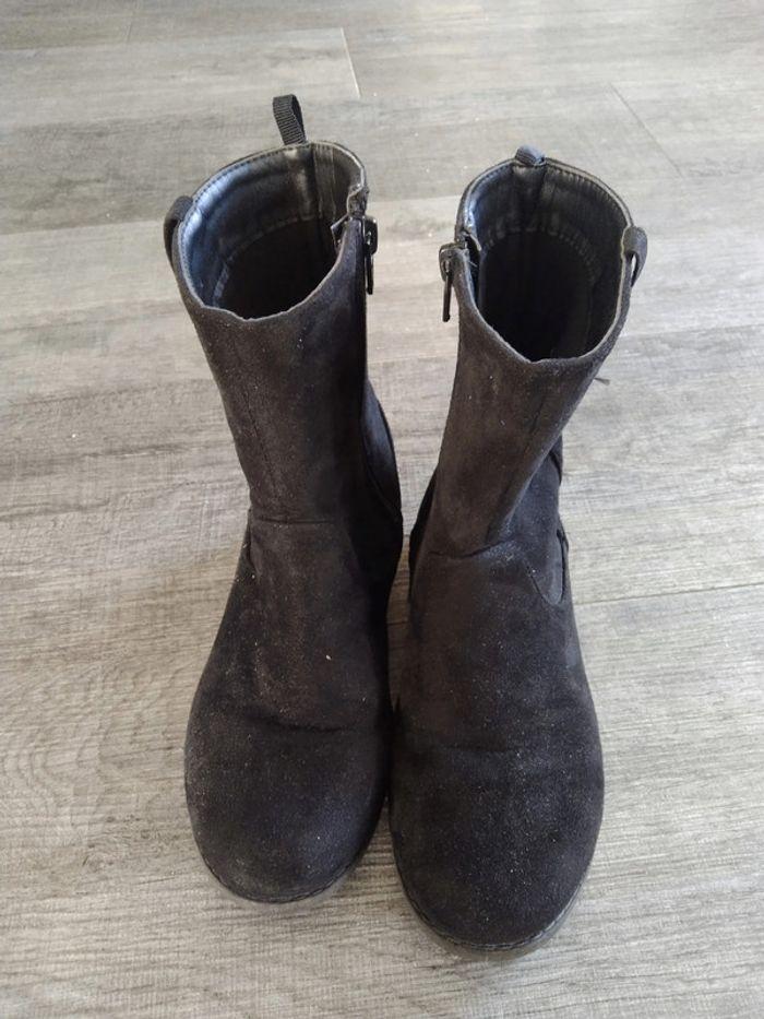 bottes noires daim tex taille 34 - photo numéro 1