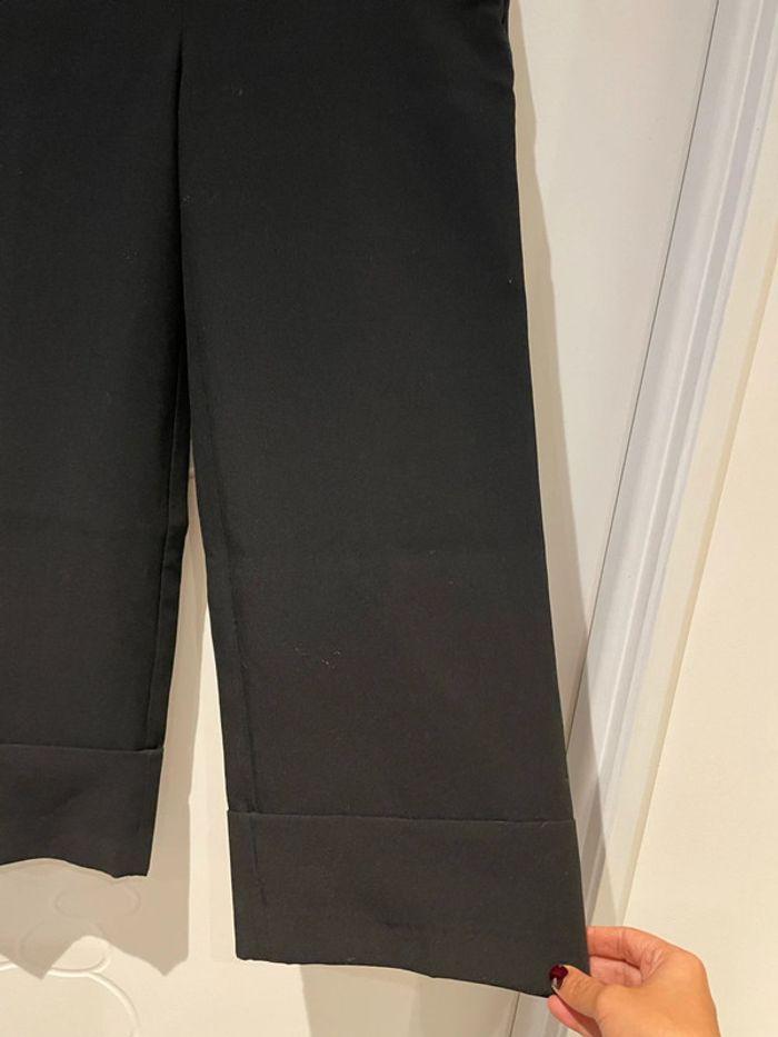 Pantalon court habillé noir jambes large coupe 7/8 bas gros revers H&M taille 34 - photo numéro 3