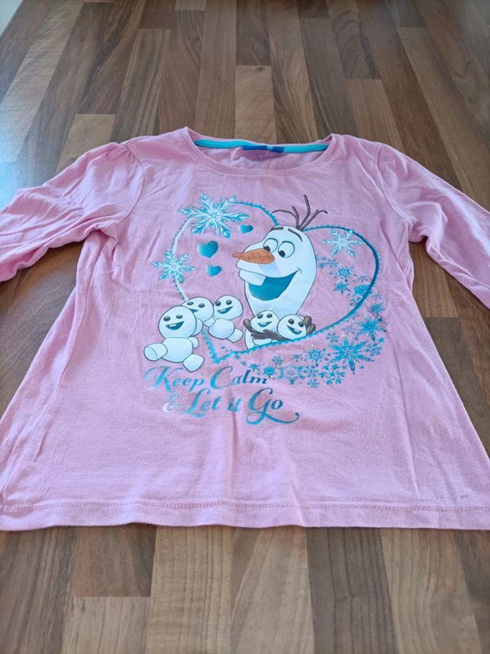 Tee-shirt rose reine des neiges Olaf 6 ans - photo numéro 1