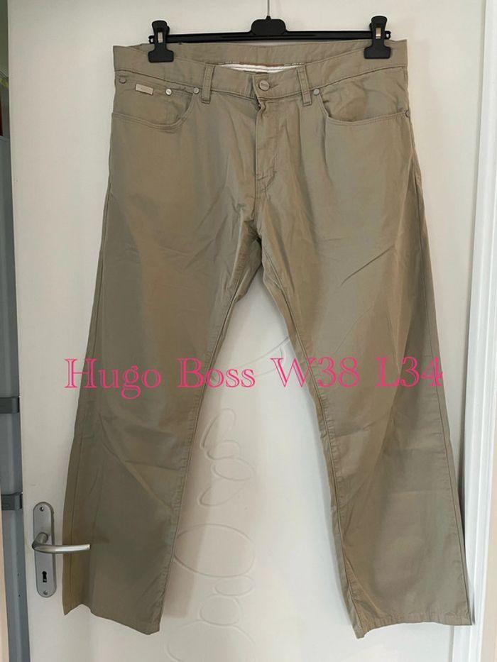 Pantalon beige taille haute coupe droit boss Hugo boss taille W38 L34 soit taille 48 - photo numéro 1