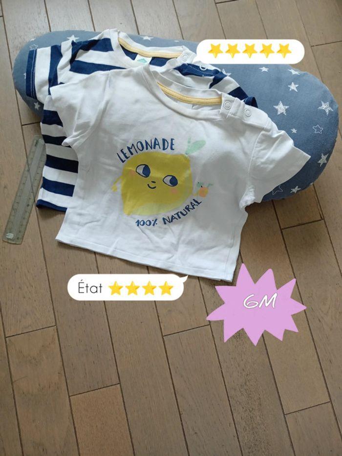 Lot de 2 t-shirts manches courtes Tex baby 6M "Lemonade" - photo numéro 1