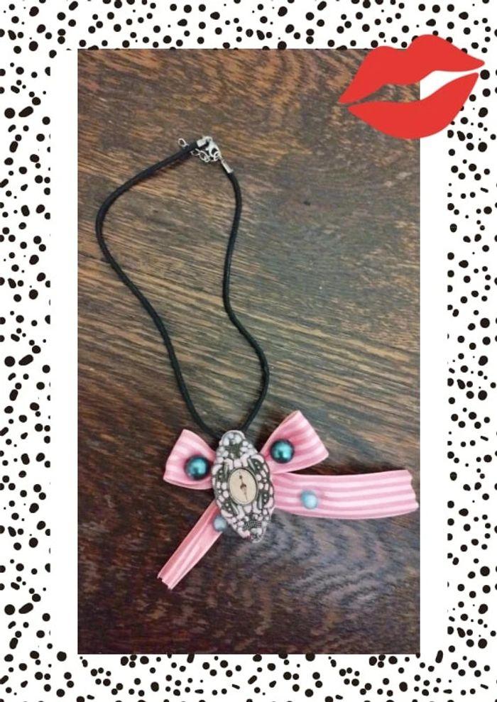 Collier necklace ruban bow rose lolita y2k - photo numéro 8