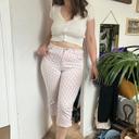 Pantalon court Capri taille 38 Christian Dior vintage Galliano rose et blanc avec strass