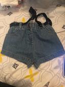 Short jean bleu avec ceinture