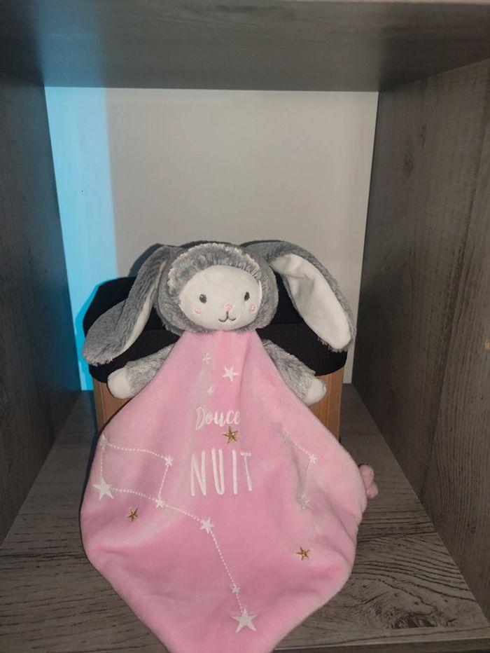 Doudou lapin douce nuit rose (étiquette coupée) - photo numéro 1