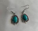 Boucles d’oreilles pendantes vintage bohème bleues turquoises en alliage argenté