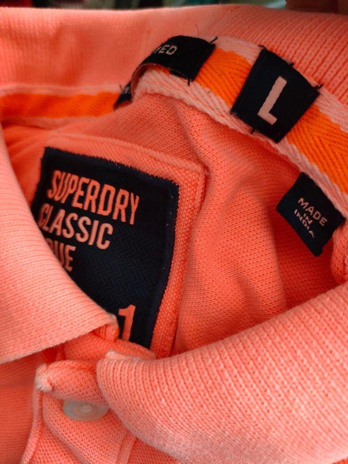 Polo Superdry corail style vintage destroyed taille L - photo numéro 3