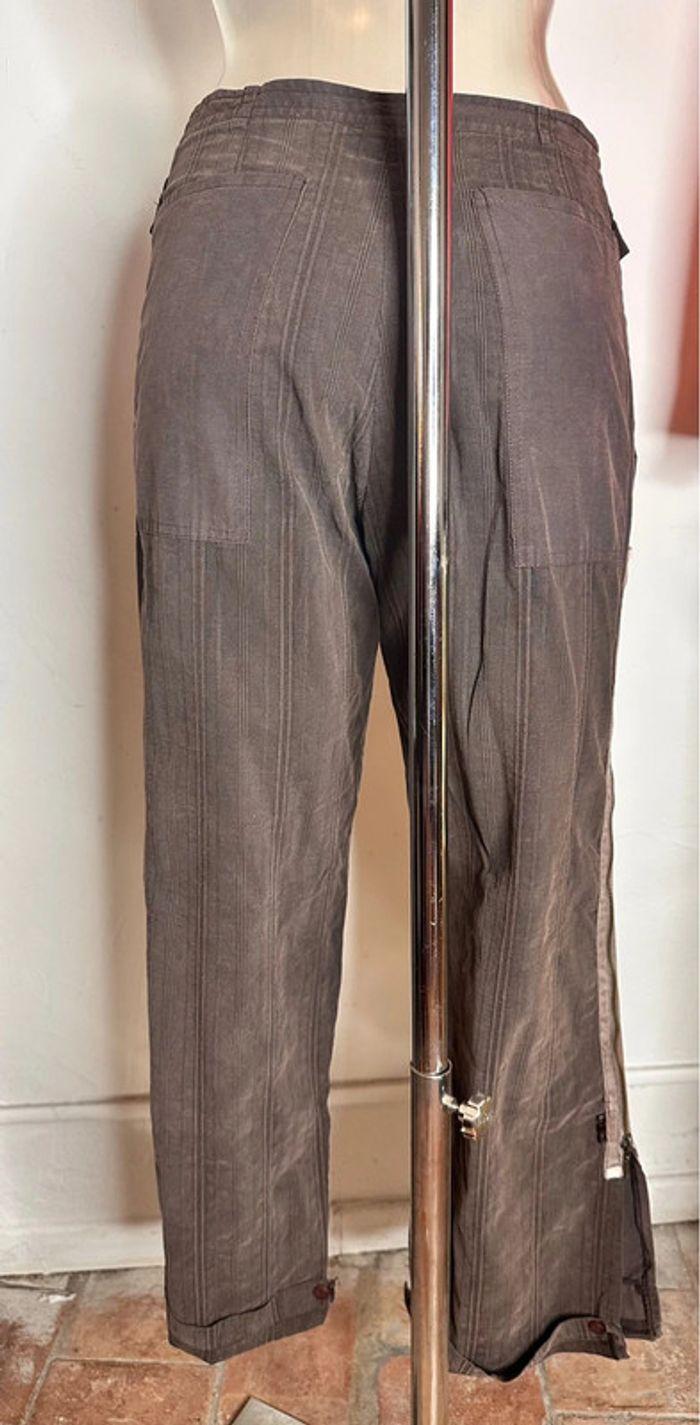 Pantalon toile marron Double Jeu à motifs et zips taille 2 - photo numéro 7