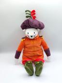 Peluche doudou chat botté blanc IKEA orange chapeau violet 50 cm TTBE