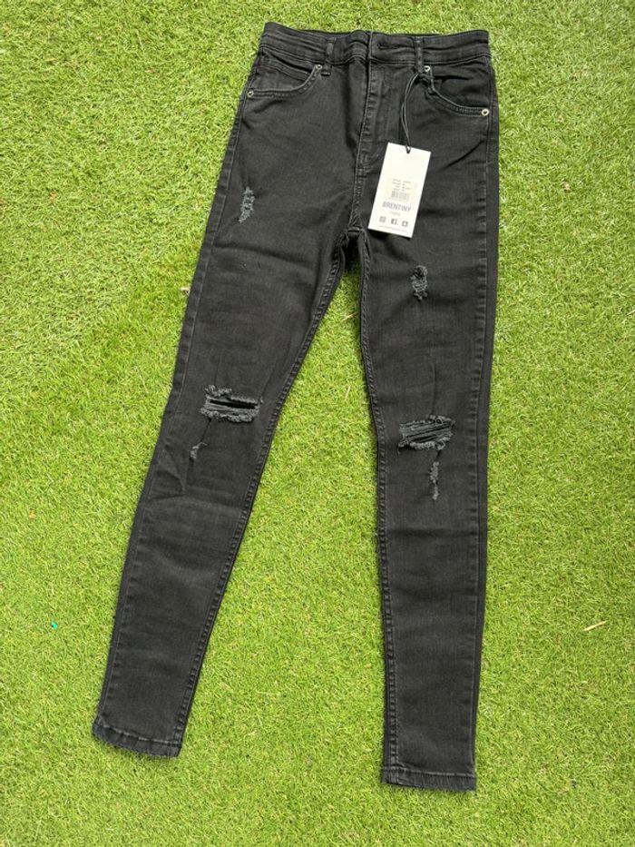 Jean skinny noir usé taille haute 36 neuf - photo numéro 1